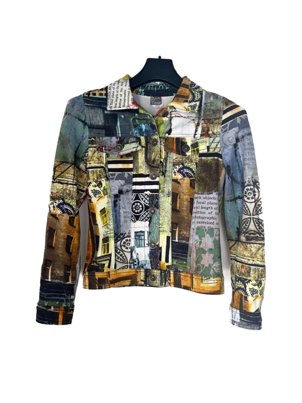 Dolcezza Simply Art Jacket Sz XS Printed Abstract Wearable Art Statement Piece